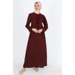 Mersha Collection Natural Ceketli Emzirme Takımı - Lohusa Anneler Için Yelek - Bordo - 42