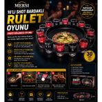 Mersi Shop 16'lı Shot Bardaklı Rulet Oyunu Parti Eğlence Oyunu 30 cm - Kırmızı - Siyah