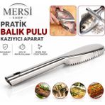 Mersi Shop Paslanmaz Çelik Balık Pulu Temizleyici Aparat – Pratik Balık Kazıyıcı - Gümüş
