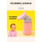 Mersi Shop Portatif Çocuk Pisuarı 500 ml | Kız Erkek Bebek Taşınabilir Sızdırmaz Lazımlık Seyahat Tuvalet Kabı - Pembe