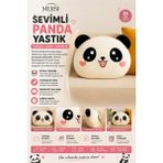 Mersi Shop Sevimli Panda Kafası Peluş Yastık – Yumuşak Dekoratif Panda Yastık - 24 x 18 x 14 cm - Beyaz
