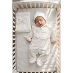 Mert Baby Bella 3'lü Organik Hastane Çıkış Seti Dantel Yaka %100 Pamuk Yenidoğan Kız Bebek