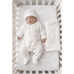 Mert Baby James 3'lü Organik Hastane Çıkış Seti Nervül Detaylı %100 Pamuk Yenidoğan Erkek Bebek