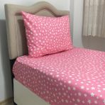 Mert Collection Çarşı Tek Kişilik Ara Beden Lastikli Çarşaf Takımı 120X200 Yıldız Desen - Pembe - 120 x 200