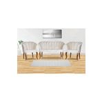 Mert Concept Çay Seti Koltuk Takımı 2+1+1 Papatya Krem Ahşap Ceviz Ayak Salon Kafe Balkon Bahçe Ofis Berjer Ikili