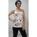 Mertcan Butik Krem çiçek desenli ip askılı penye viskon tişört