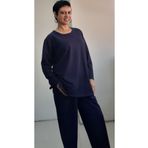 Mertcan Butik Lacivert yuvarlak yaka alt üst takım penye viskon pijama takımı