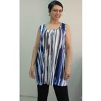 Mertcan Butik Mavi beyaz renkli kalın askılı penye viskon tişört