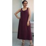 Mertcan Butik Mürdüm önü arkası büzgülü penye viskon elbise
