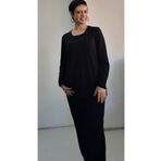 Mertcan Butik Siyah alt üst takım yuvarlak yaka penye viskon pijama takımı