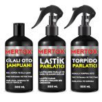 Mertox Araç Araba Otomobil Oto Temizlik Seti Ürünleri Cilalı Oto Şampuanı+Lastik+Torpido Parlatıcı 3X500ml Malzemeleri