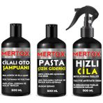Mertox Otomobil Araç Araba Oto Temizlik Seti Ürünleri Oto Şampuanı+Ince Pasta+Hızlı Cila 3X500ML Malzemeleri