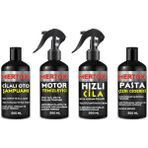 Mertox Otomobil Araç Araba Oto Temizlik Seti Ürünleri Oto Şampuanı+Motor Temizleyici+Hızlı Cila+Ince Pasta 4X500ML