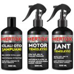Mertox Otomobil Araç Araba Oto Temizlik Seti Ürünleri Oto Şampuanı+Motor+Jant Temizleyici 3X500ML Malzemeleri