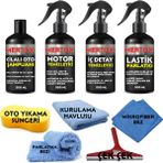 Mertox Otomobil Araç Araba Oto Temizlik ve Bakım Seti Motor Iç Detay Temizleyici Lastik Parlatıcı ve Oto Şampuanı 4X500ML