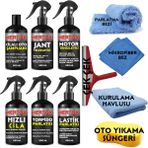 Mertox Otomobil Araç Araba Oto Temizlik ve Bakım Seti Oto Şampuanı+Jant-Motor Temizleyici+Hızlı Cila+Torpido+Lastik Parlatıcı 6X500ML
