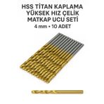 MertTools HSS Titanyum Kaplama 4 mm Matkap Ucu Seti (10 Adet)