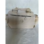 Merut Style Buzi Kumaş Çok Cepli Astarlı Kadın El Çapraz ve Omuz Çantası - 20x30 - 10D-Krem