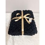 Merut Style El Örgüsü Alize Puffy Siyah Hasır Desen Bebek Battaniyesi - 90 x 90 cm