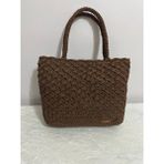 Merut Style El Örgüsü Kağıt Ip Kahverengi Çıtçıtlı Astarlı Günlük Ve Plaj Kadın Omuz Çantası - 00Kahverengi