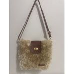 Merut Style El Örgüsü Kürk Kadın Omuz Çantası Astarlı Ayarlanabilir Askılı - 21x26 - 130-Bej