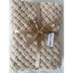 Merut Style El Örgüsü Puffy bal köpüğü hasır Desenli Bebek Battaniyesi - 90 x 90 cm - Açık Kahve