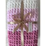 Merut Style El Örgüsü Puffy Gül Açık Pembe Beyaz Burgu Desen Bebek Battaniyesi - 95 x 95 cm