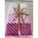Merut Style El Örgüsü Puffy Karışık Renk Hasır Desen Bebek Battaniyesi - 90 x 90 cm - Pembe