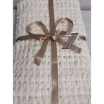 Merut Style El Örgüsü Puffy Krem Rengi Burgu Desen Bebek ve Tv Battaniyesi - 100 x 180 cm