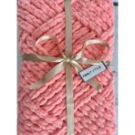 Merut Style El Örgüsü Puffy Somon Rengi Küp Şeker Modeli Bebek Battaniyesi 90X90CM - 90 x 90 cm