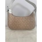Merut Style Hasır Baskılı Makaralı Toka Detaylı Kadın El ve Omuz Baget Çanta - 12x23 - 001-Beyaz