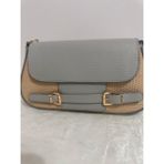 Merut Style Hasır Desen Toka Detaylı Deri Kapak Kadın El ve Omuz Çantası - 15x25 - 02 - Gri