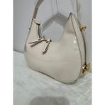 Merut Style Hasır Desen Toka Detaylı Deri Kapak Kadın El ve Omuz Çantası - 15x25 - 10D-Krem