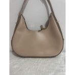 Merut Style Parlak Rugan Kadın El ve Omuz Çantası - 14x25 - Bej