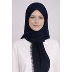 Merve Nayir Lacivert Flamlı Pamuklu Yazma, Düz Flamlı Eşarp, Pamuklı Flamlı Eşarp Lacivert Renk