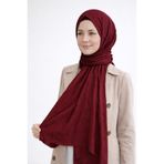 Merve Nayir Ütü Gerektirmeyen Bambu Kraş Şal Bordo Tesettür Hijab