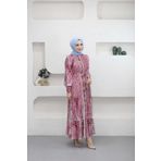 MERVE TESETTÜR DESENLİ SATEN ELBİSE