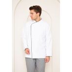 Mervem Aşçı Beyaz Ceket Beyaz Siyah Detaylı - 3XL