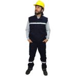 Mervem Iş Elbisesi Yelek Pantolon Takım 7/7 Gabardin Kumaş Reflektörlü - Lacivert