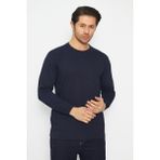 Mervem Sweat T-Shirt Bisiklet Yaka Kışlık Uzun Kol - Lacivert - XL