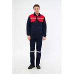 Mervem Takım 7/7 Gabardin Robalı Mont Pantolon Reflektörlü - Lacivert - Kırmızı - 2XL