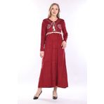 mervemoda Kadın bordo kadife elbise