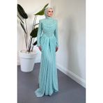 Merven Akyüz Juliet Noir Korse Detay Dantel Abiye Su Yeşili - 38