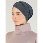 Mervin Kadın Şal Çapraz Üç Bantlı Hazır Türban Polyester - Antrasit