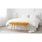 Mervish Decor Ahşap Ayaklı Bench Puf Bank 80X40 cm – Antre Pufu, Yatak Ucu Pufu, Salon ve Mutfak Oturma Bankı, Coco Kumaş - 80 x 40 cm - Hardal