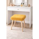 Mervish Decor Ahşap Ayaklı Kare Puf Tabure Makyaj Masası Önü - Hardal