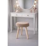 Mervish Decor Ahşap Ayaklı Yuvarlak Puf Tabure Makyaj Masası Önü - Kahverengi
