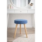 Mervish Decor Ahşap Ayaklı Yuvarlak Puf Tabure Makyaj Masası Önü - Mavi