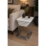 MervishDecor 4’lü Krom Metal Beyaz Zigon Sehpa & Yan Sehpa Takımı – Modern Dekoratif C Sehpa Seti
