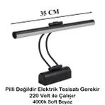 Merwish 35 Cm Elektrikli 4000k Soft Beyaz Enerji Tasarruflu Flüt Led Aplik Banyo Tablo Çalışma Masası Duvar Sanat Eseri Ayna Dekoratif ve Modern Aydınlatma Gümüş (Krom) Renk (Siyah)